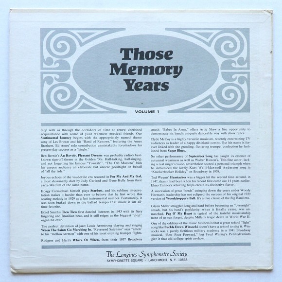 Those Memory Years Vol. 1 - Longines Symphonette Society TMY I-C 12" Vinyl LP - Picture 2 of 10